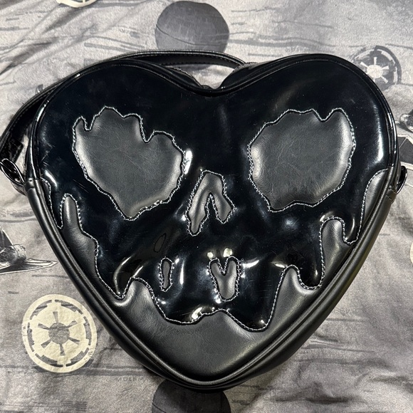 love pain and stitches Handbags - LOVE PAIN AND STITCHES HANDMADE POSION HEART BLACK ON BLACK CROSSBODY OG!!